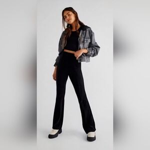 Free People Black Velvet Flare Pull-on Pants
